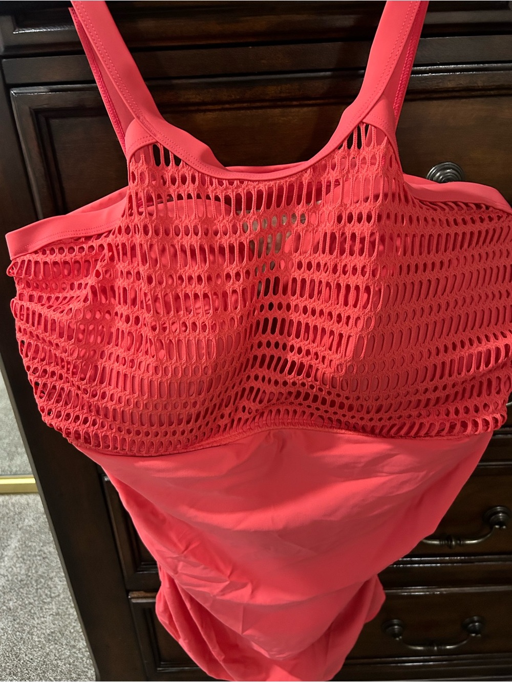 Women’s Coral Mesh Overlay Swimsuit top